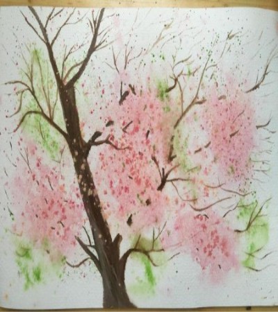 标签关键词:樱花树水彩画