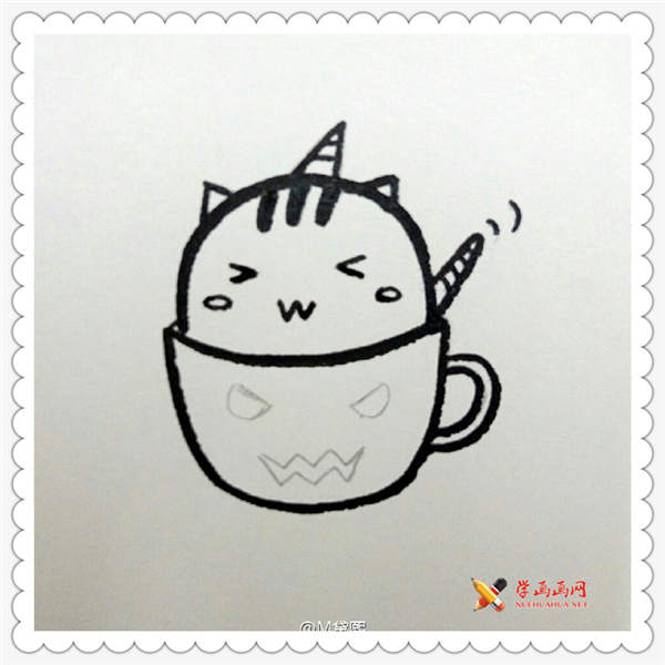 可爱的茶杯小猫简笔画教程-露西学画画