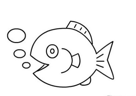 幼儿简笔画教程:鱼儿吐泡泡简笔画图片【动画步骤】