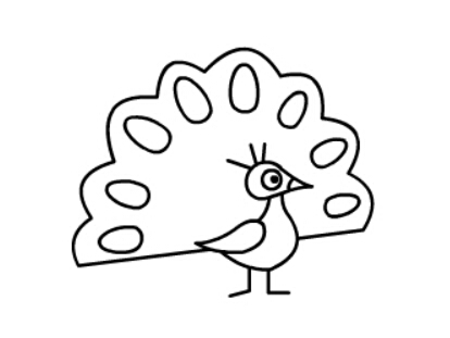 儿童简笔画教小朋友们学画孔雀的简易画动画步骤