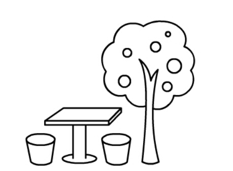儿童画苹果树和石凳_果树与石凳的简笔画