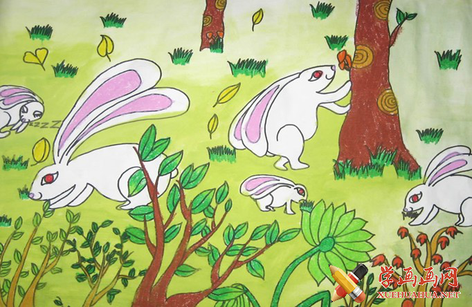 小兔子儿童画(1)