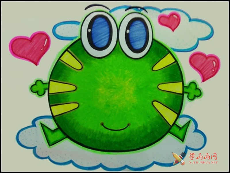青蛙油画棒,儿童画小青蛙