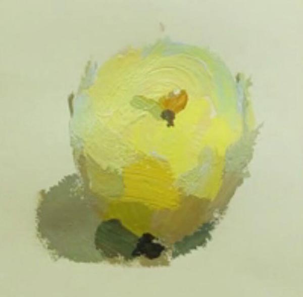 水粉画静物教程黄苹果色彩画法步骤图