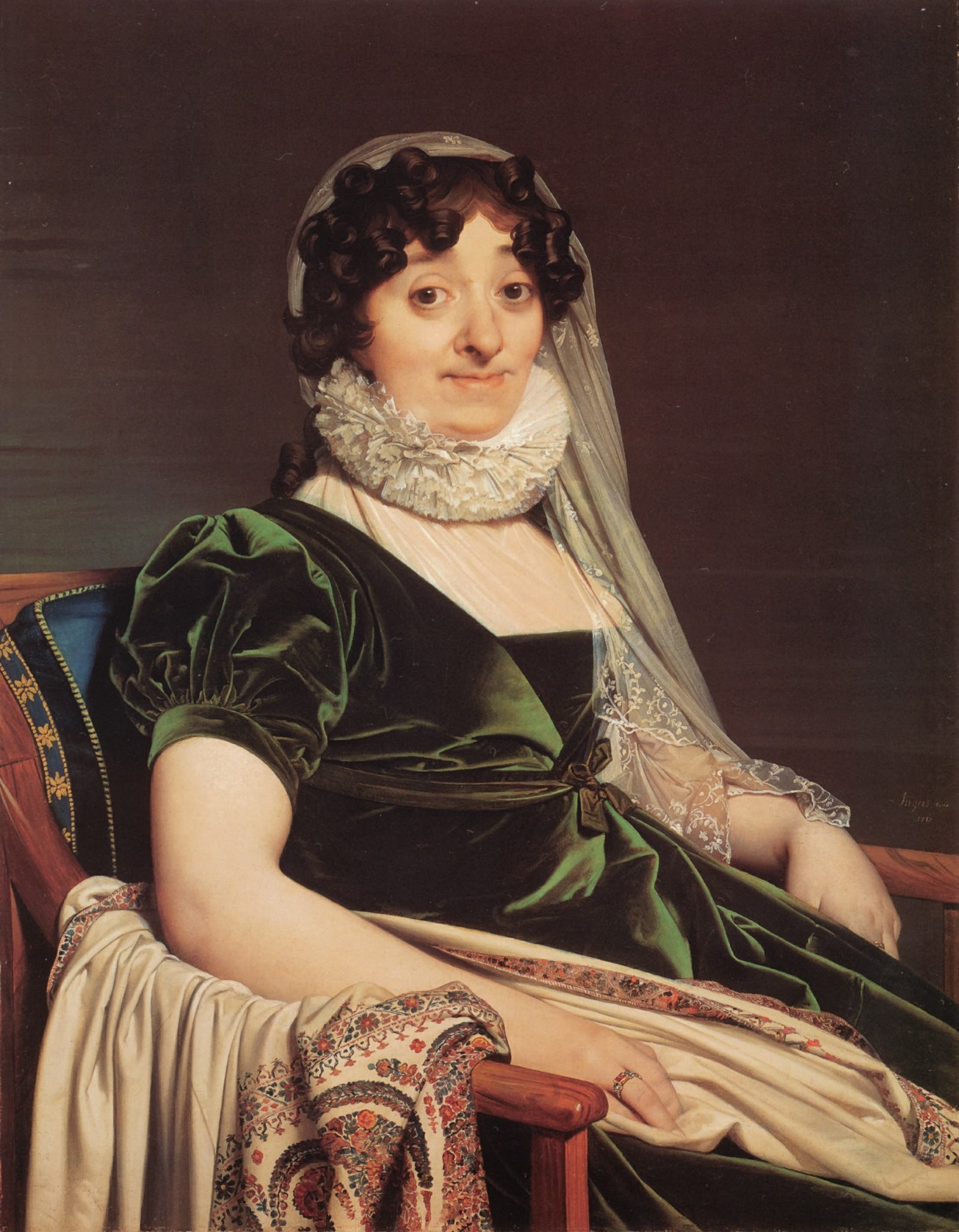安格尔高清油画图片《图尔农女伯爵像》