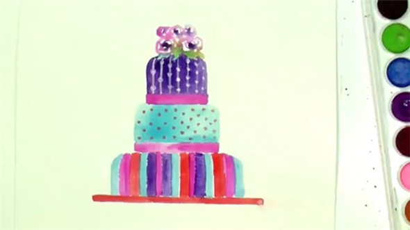 水彩画入门简单的生日蛋糕水彩画画法
