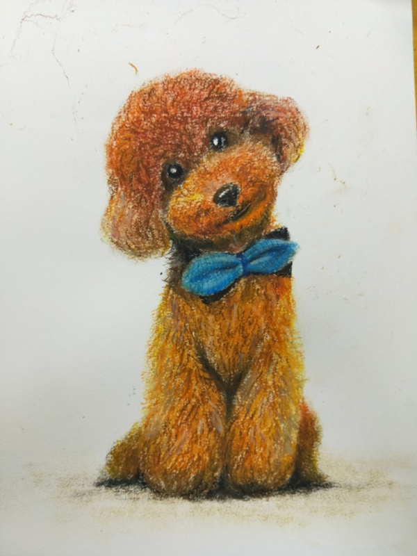 油画棒儿童画教程:儿童画小狗的画法