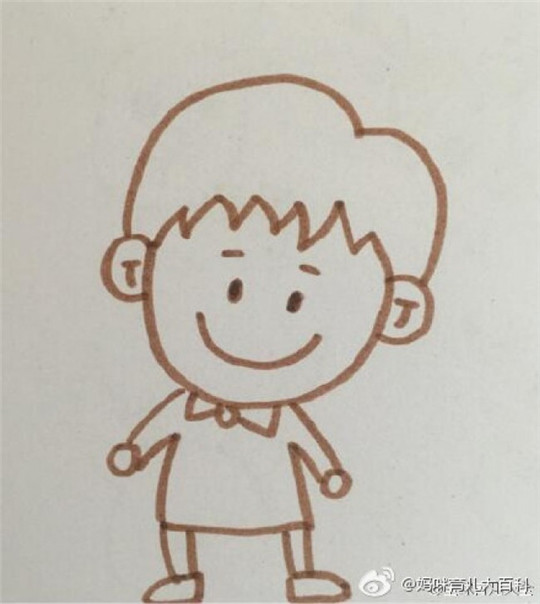 儿童画教程:画一个小男孩儿