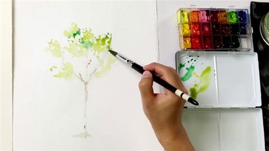 水彩画教程:大树水彩画手绘教程