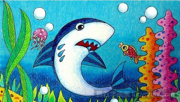 儿童画鲨鱼的画法步骤-露西学画画
