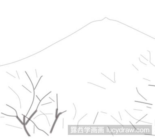 富士山儿童画教程