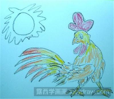儿童画教程:鸣叫的雄鸡