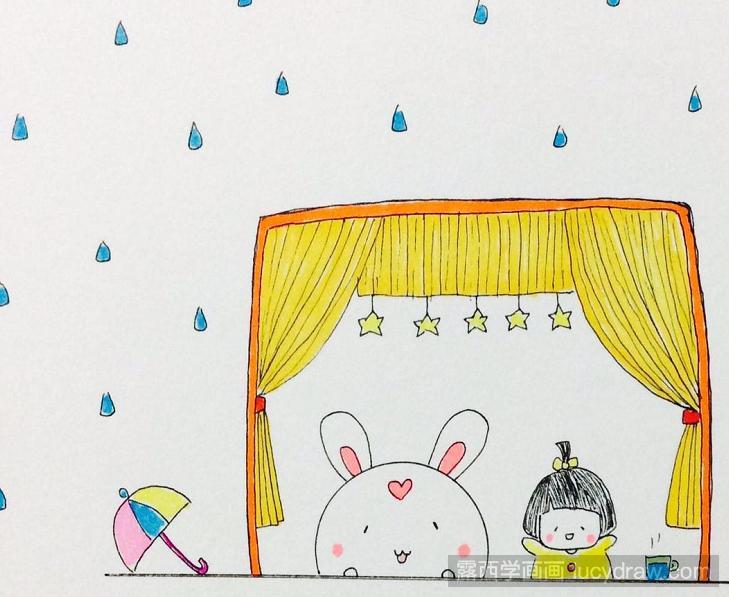 儿童画下雨天的画法教程
