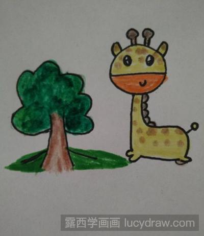 长颈鹿儿童画教程-露西学画画