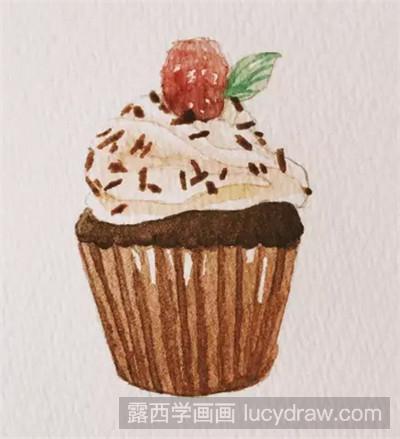 水彩画教程:教你画一个甜蜜蜜的纸杯蛋糕