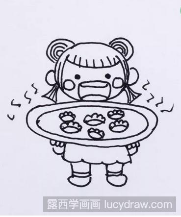 儿童画教程:教你画吃饺子