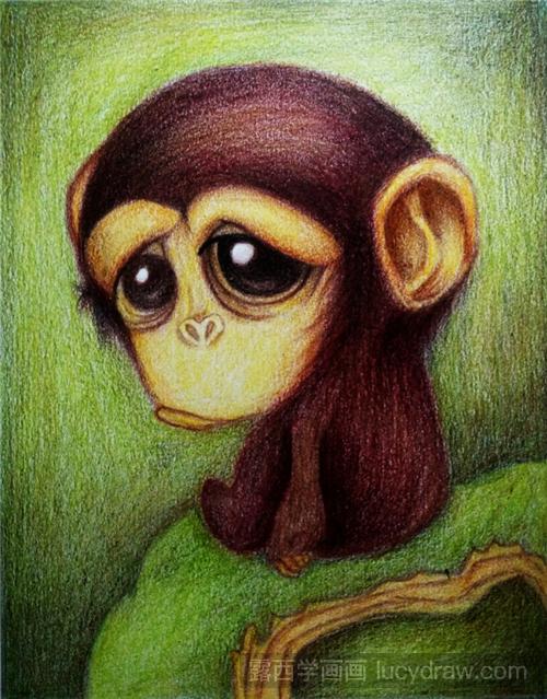 彩铅画教程蠢萌的小猴子