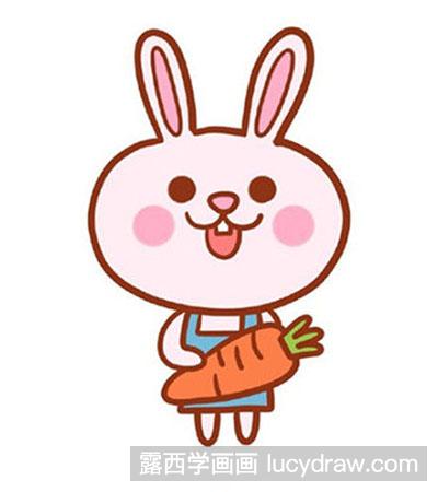 儿童画教程怎么绘制拿萝卜的小兔子
