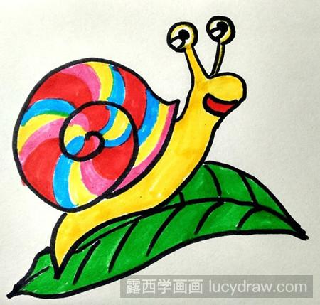 儿童画教程:教你画七彩蜗牛