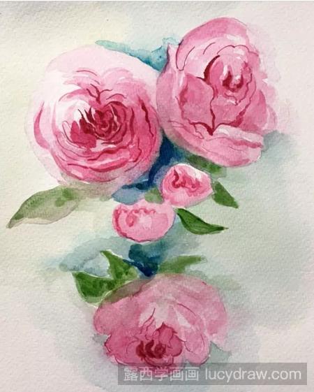 蔷薇花的水彩绘画步骤