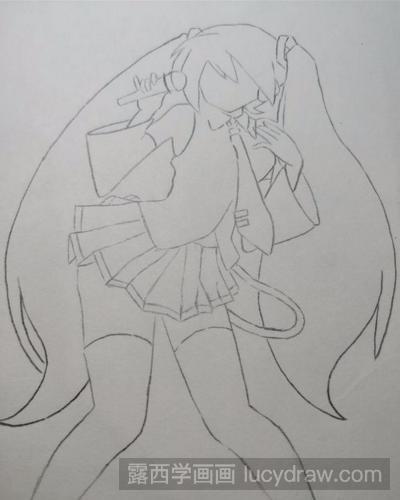 儿童画教程:教你画初音未来