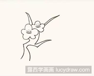梅花儿童画步骤:   第一步:首先画出一朵像白云形状的梅花.