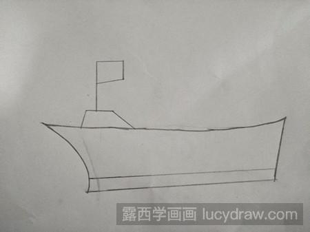 工具/原料 铅笔 纸张 彩笔 方法/步骤 1,先画出一个船的大概