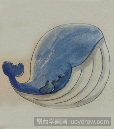 儿童画教程:教你画蓝色鲸鱼