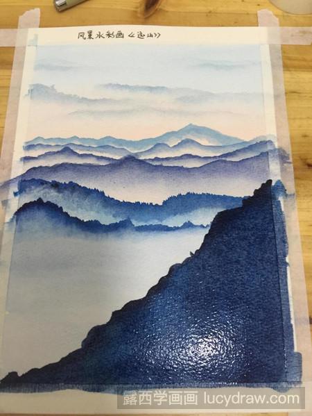 高清看图好啦,风景画远山水彩步骤分享到这里就结束了"东岳泰山之雄