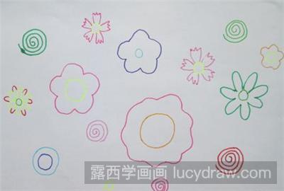 儿童画教程:花瓣雨怎么画