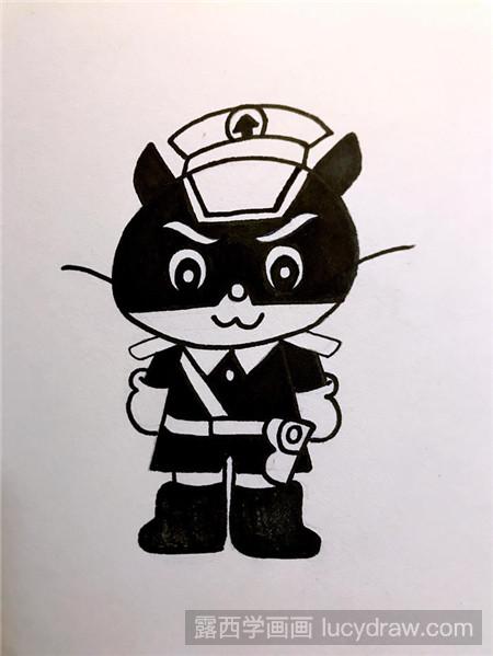 儿童画黑猫警长怎么画-露西学画画