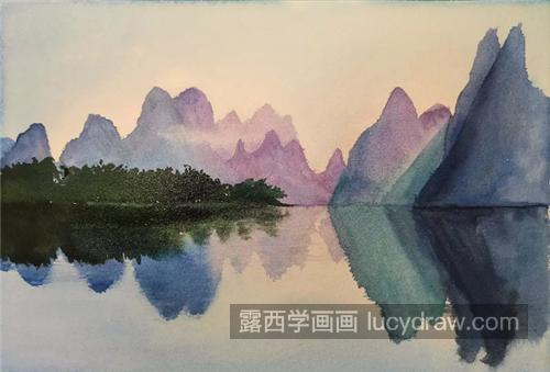 桂林山水的风景怎么画?水彩绘画步骤有哪些?