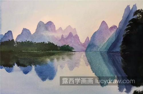 桂林山水的风景怎么画?水彩绘画步骤有哪些?