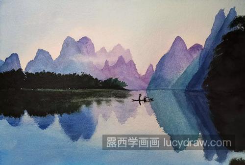 桂林山水的风景怎么画?水彩绘画步骤有哪些?