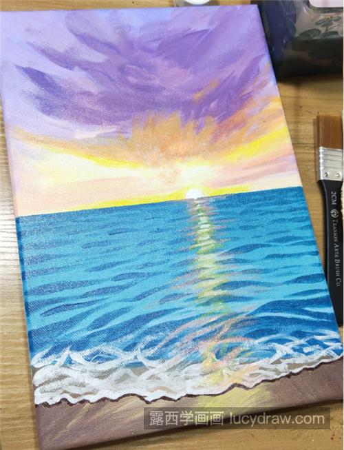 海边风景怎么画?大海丙烯画绘画步骤有几步?