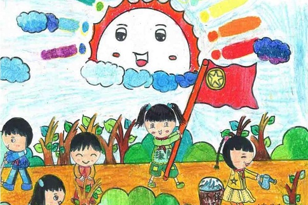 儿童画作品：最新植树节主题画图片大全