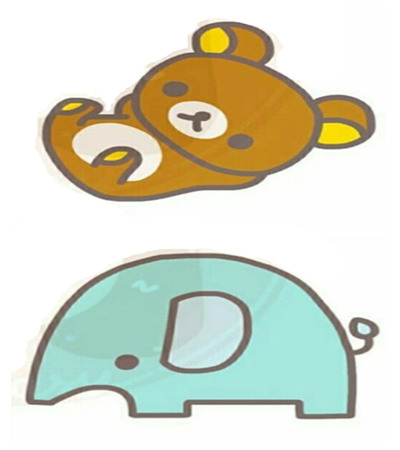 小动物简笔画：大象和小熊