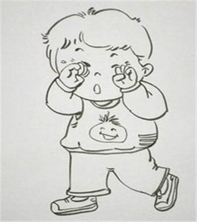 儿童画教程:哭泣的小男生