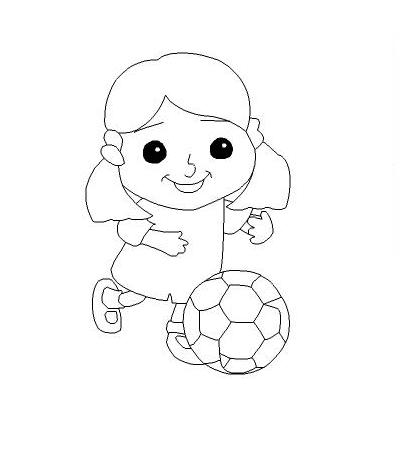 简笔画教程:教你画踢足球少女足球是一项非常好的健身运动,不仅男孩子