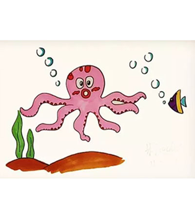 画画的花椰菜章鱼图片