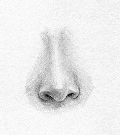 女生正面鼻子素描画法图片