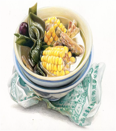 海带玉米排骨汤怎么画？绘画流程是什么？