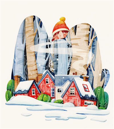 雪景房屋怎么画？详细的插画步骤有哪些？