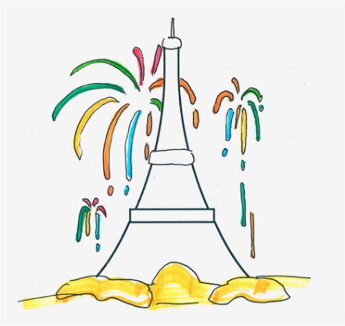 巴黎铁塔简笔画 彩色图片