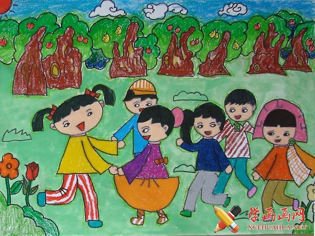 六一儿童节系列儿童画大全【6p】-《老鹰捉小鸡》