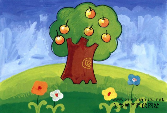 儿童学画画教程-苹果树
