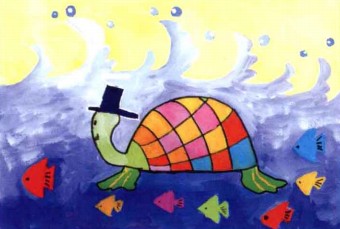 小乌龟水粉儿童画教程