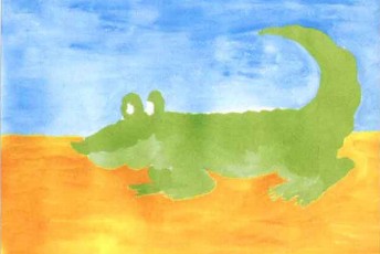 儿童学画画教程:鳄鱼水粉画