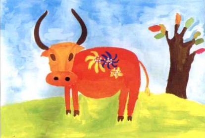 儿童学画画教程:老黄牛水粉画