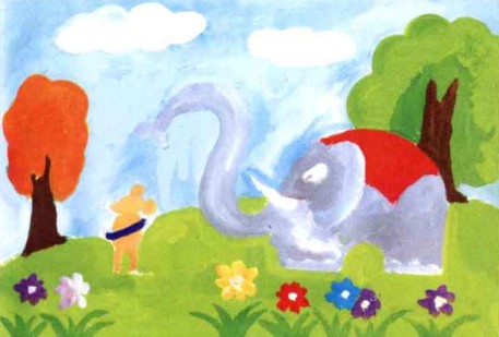 儿童学画画教程:大象儿童水粉画